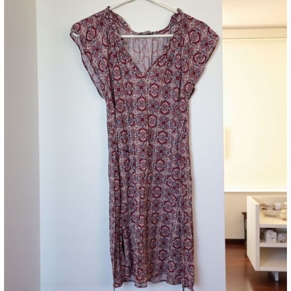 Anne Taylor LOFT Boho Belted Shift Dress Medallion Waist Tie Womens Size M - Picture 3 of 3